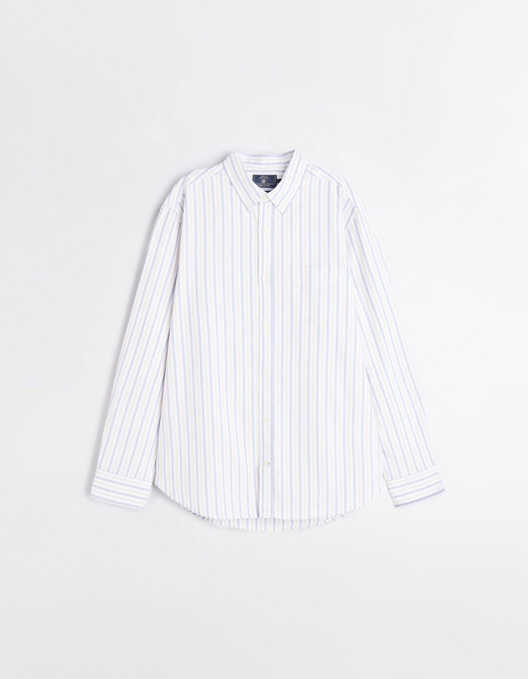 Camisa de Manga Comprida Riscas, Homem, Azul