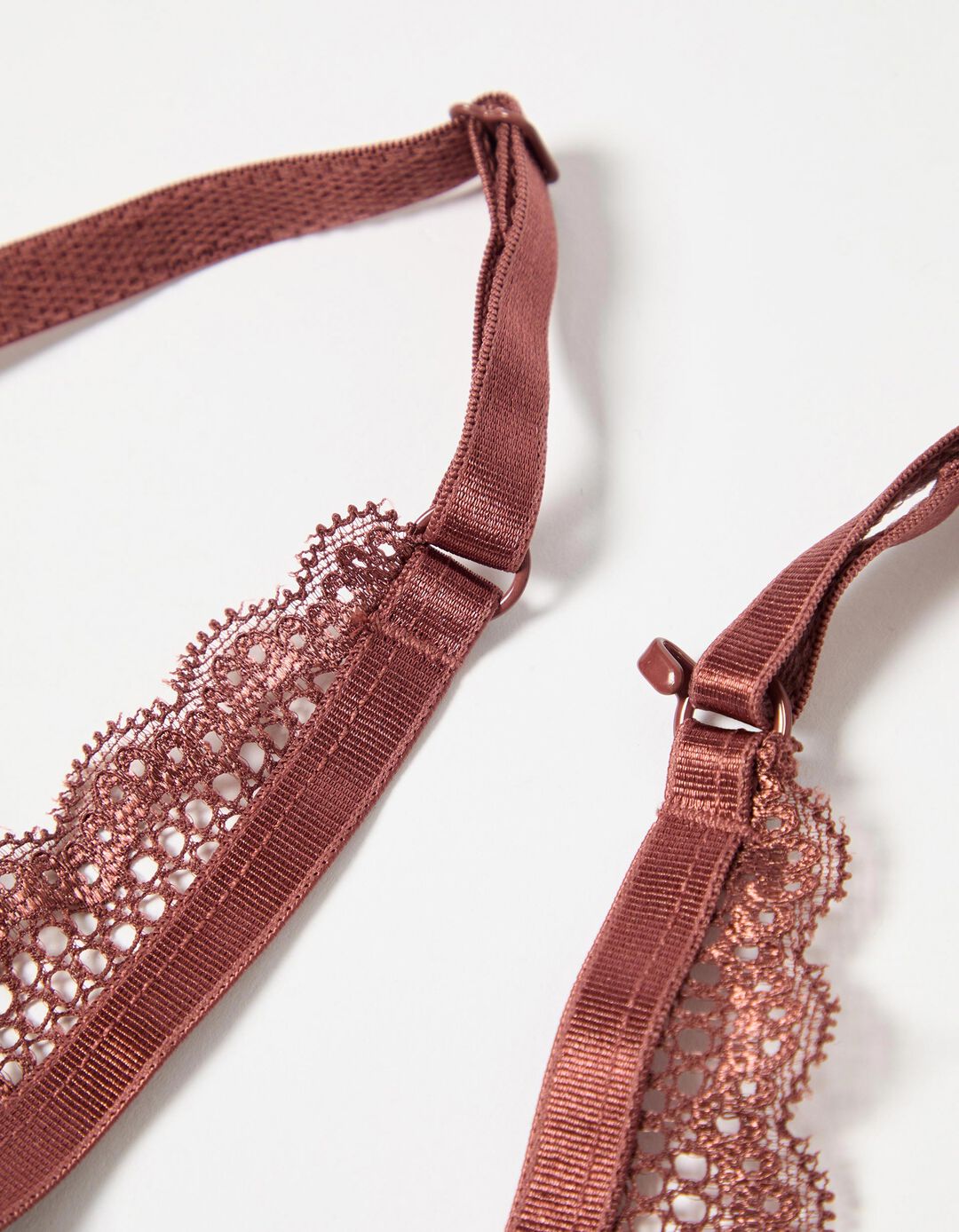 Bralette de Renda com Alças Versáteis, Mulher, Castanho