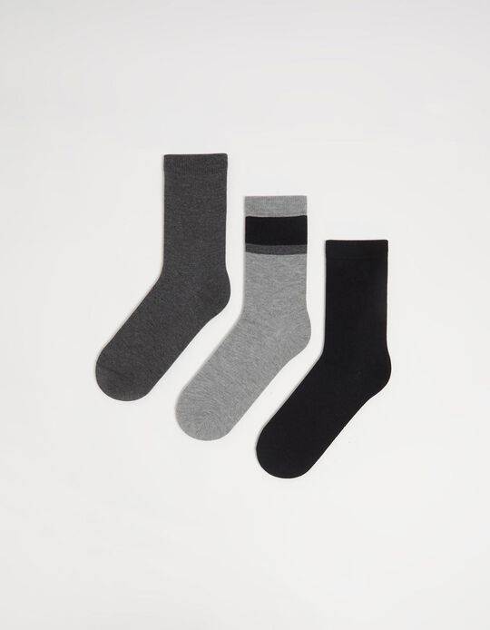 Comprar Online Pack 3 Pares de Meias Mistura de Lã, Homem, Cinzento