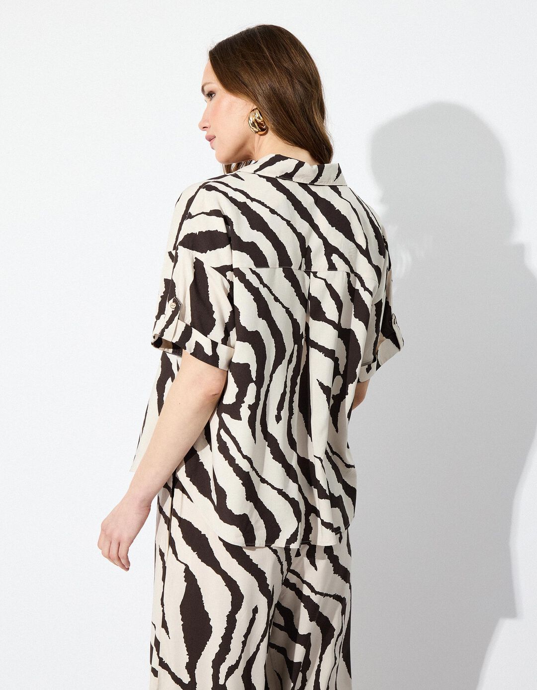 Camisa Zebra, Mulher, Cinzento Escuro 