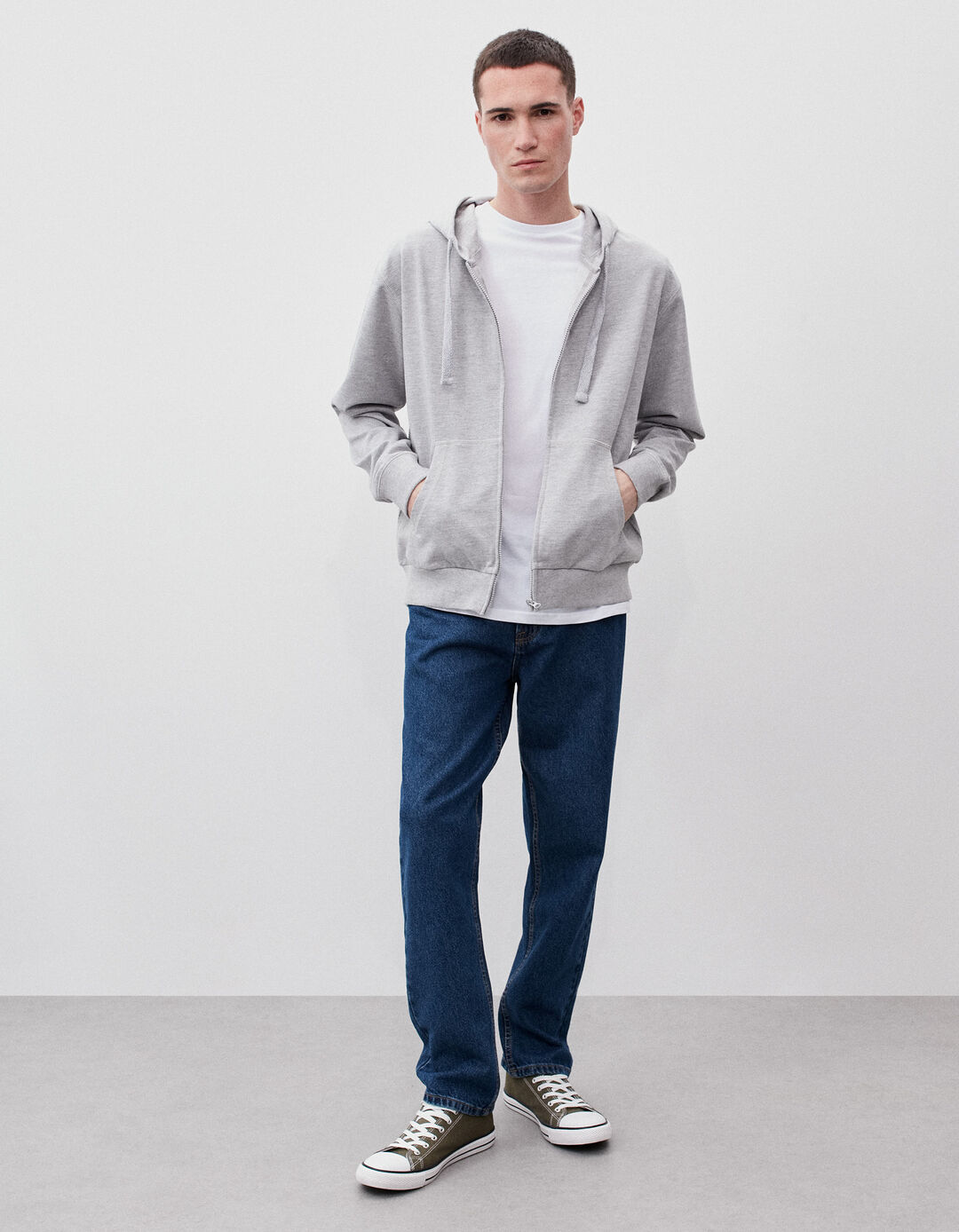 Casaco Jersey com Capuz, Cinza
