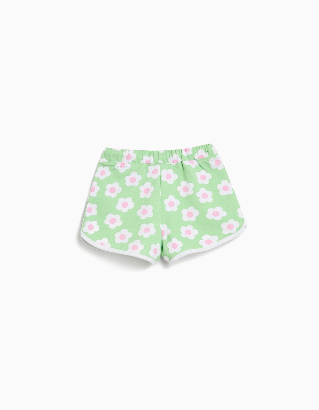 Calções com Flores, Menina, Branco 