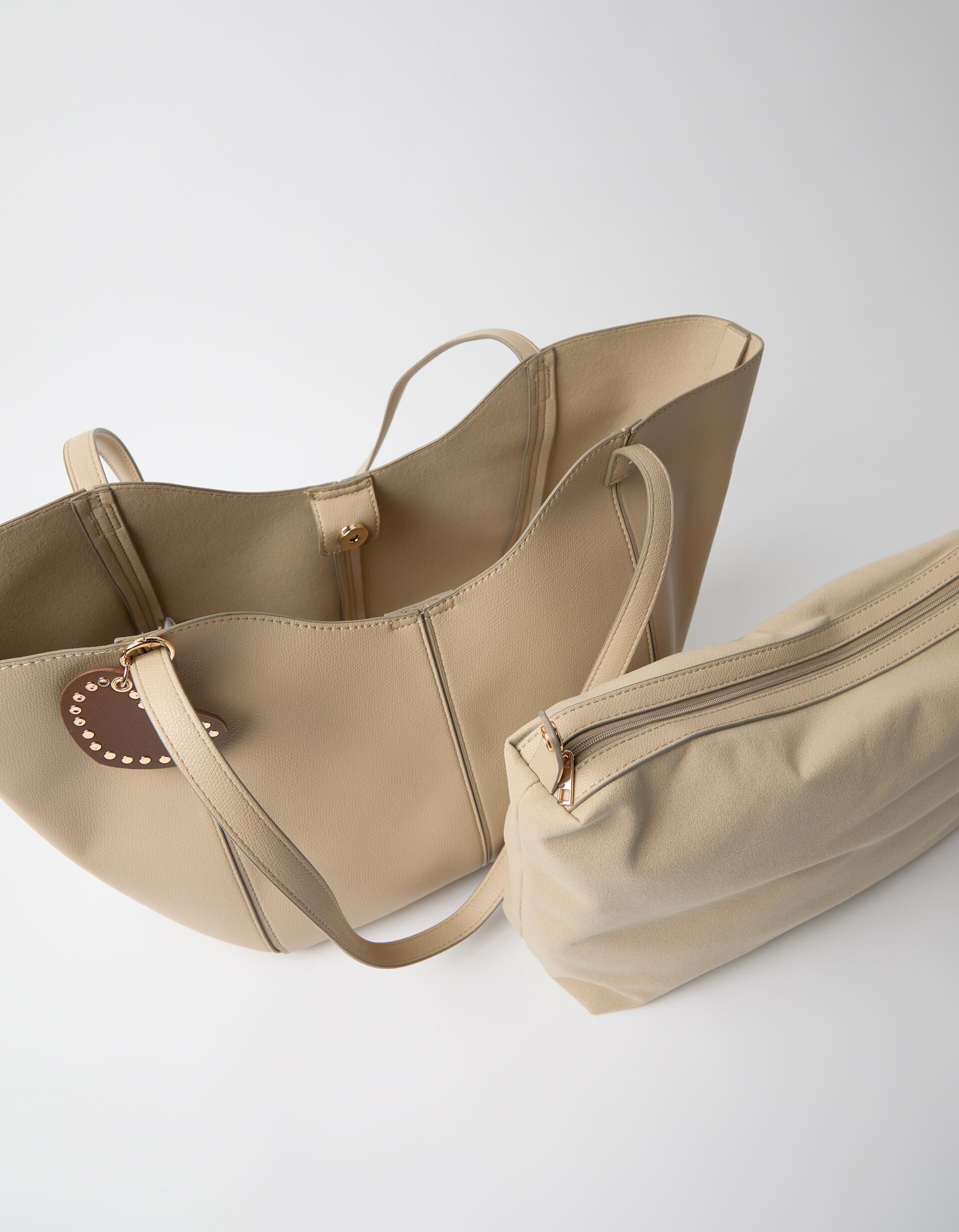 Comprar Online Mala Shopper Com Pendente, Mulher, Bege