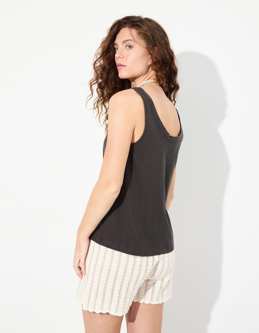 Top Jersey, Mulher, Cinzento Escuro 