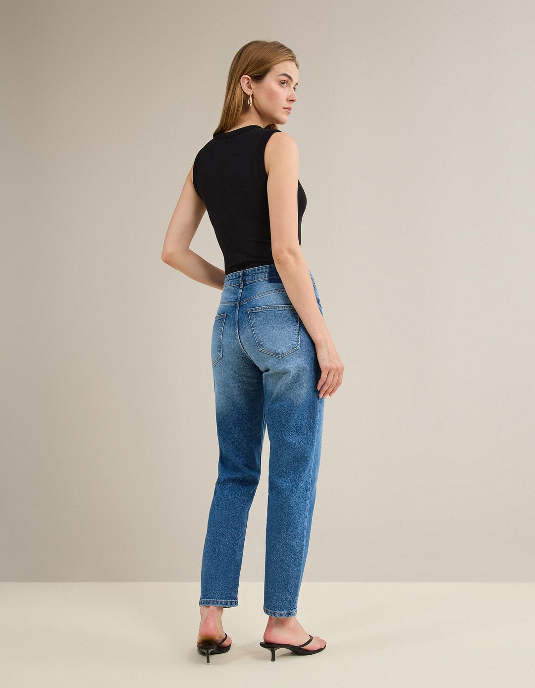 Cal&ccedil;as de Ganga 'Tapered Mom Fit', Mulher, Azul 