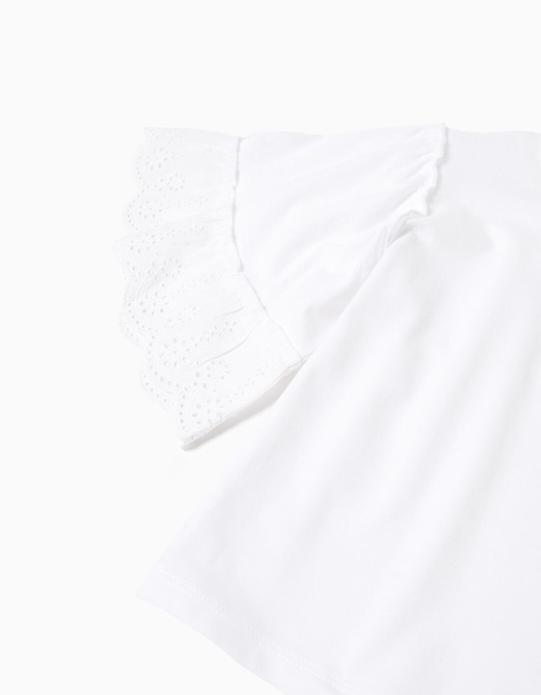 T-shirt Bordada, Menina, Branco 