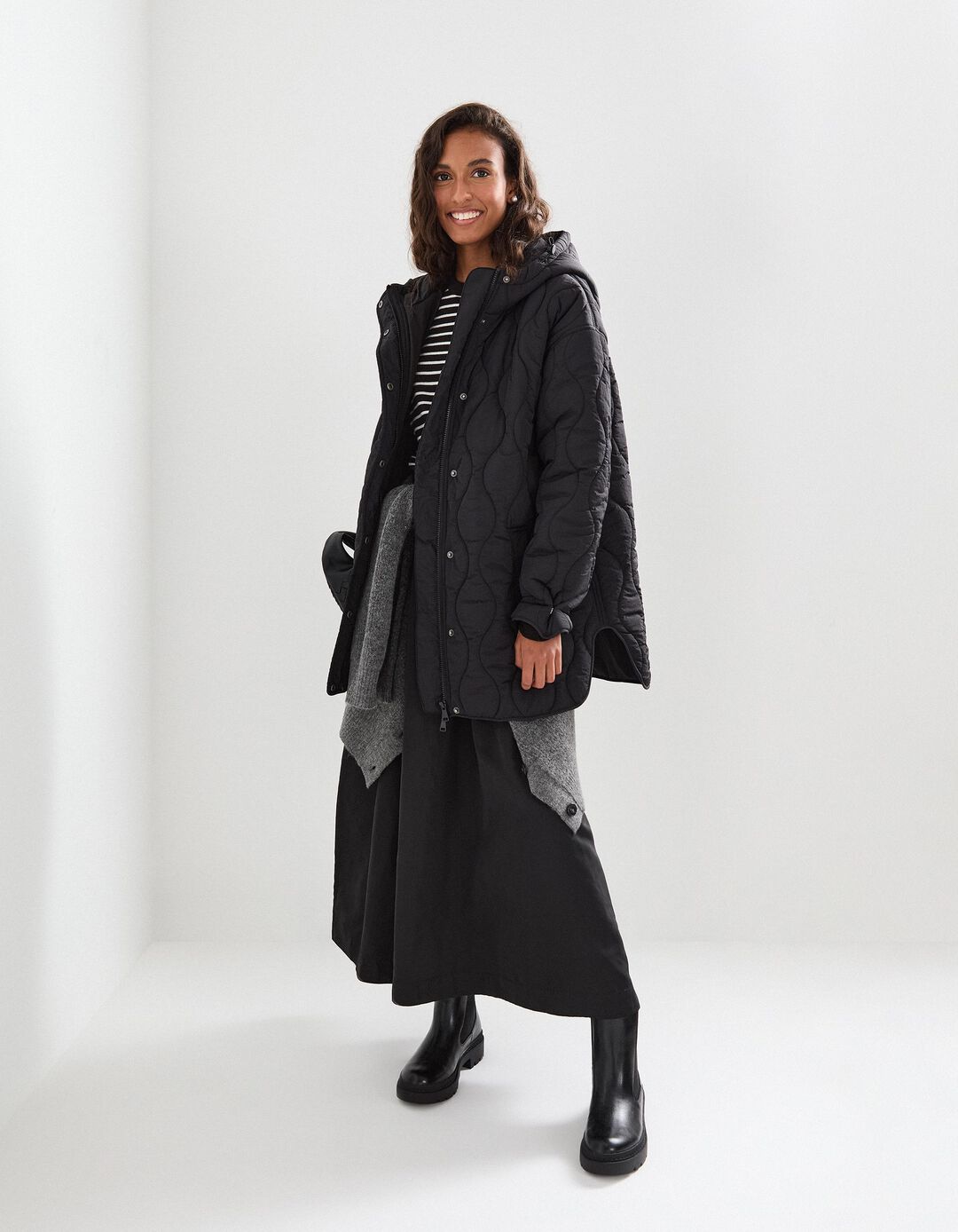 Parka Acolchoada, Mulher, Preto