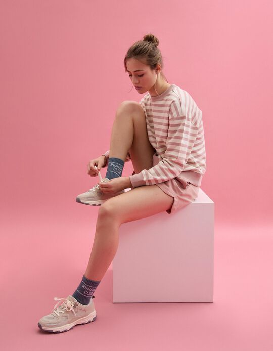 Comprar Online Sweatshirt Riscas, Mulher, Rosa Claro