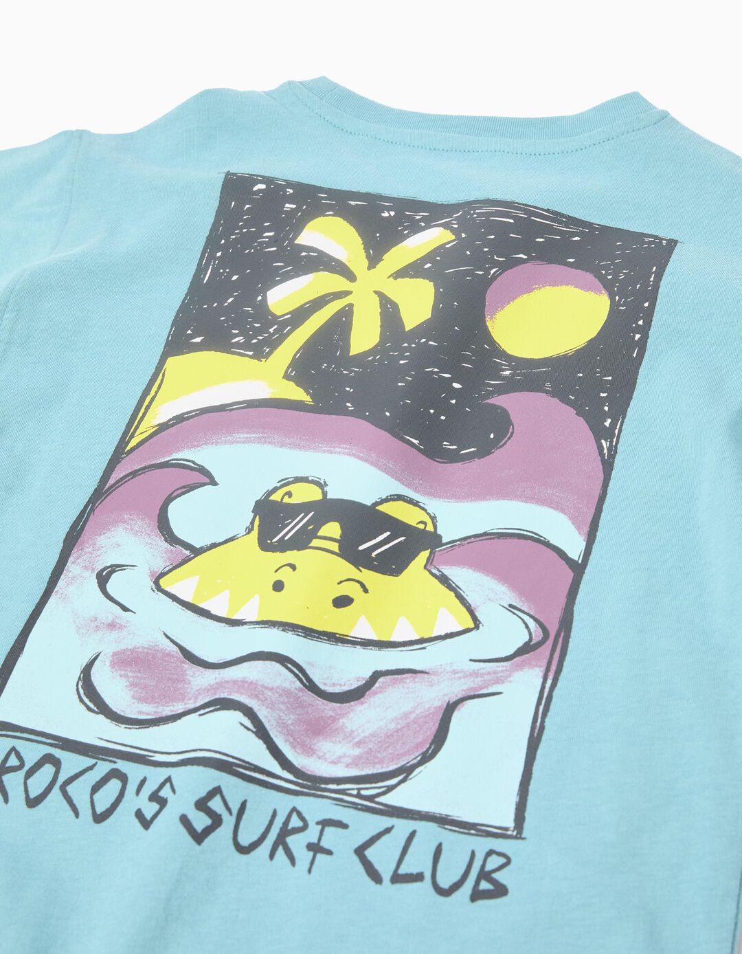 T-shirt Print, Menino, Azul Claro 