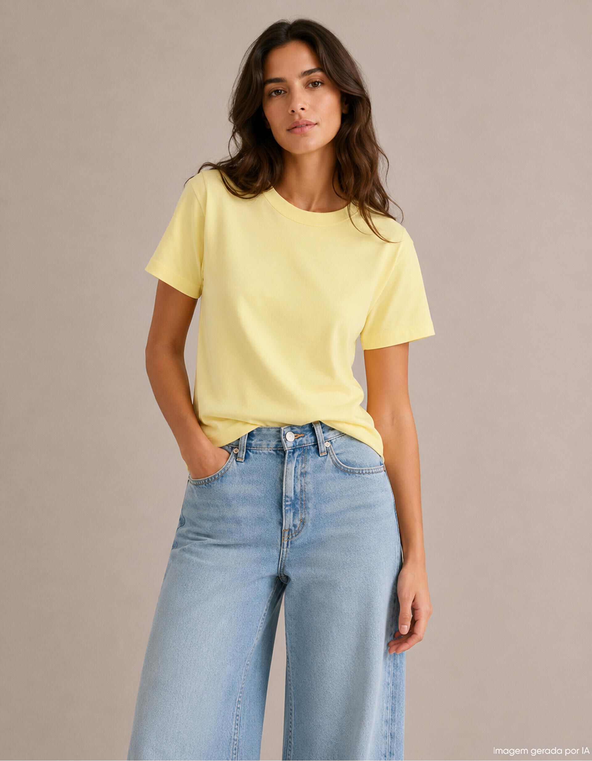 Comprar Online T-shirt Manga Curta, Mulher, Amarelo