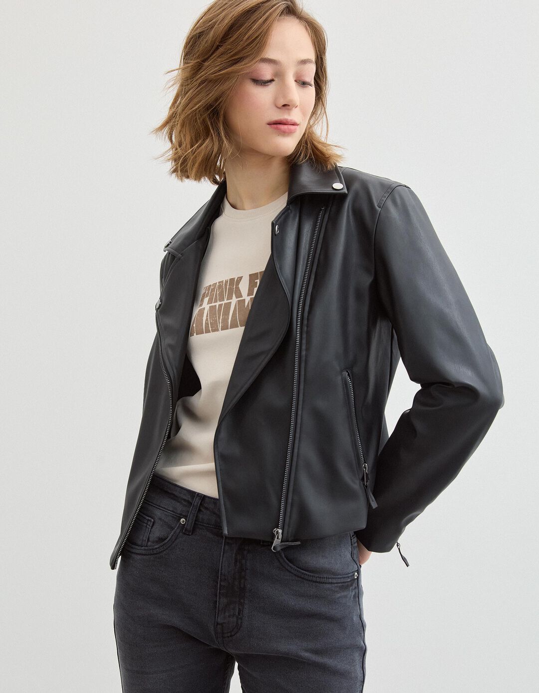 Casaco 'Biker', Mulher, Preto