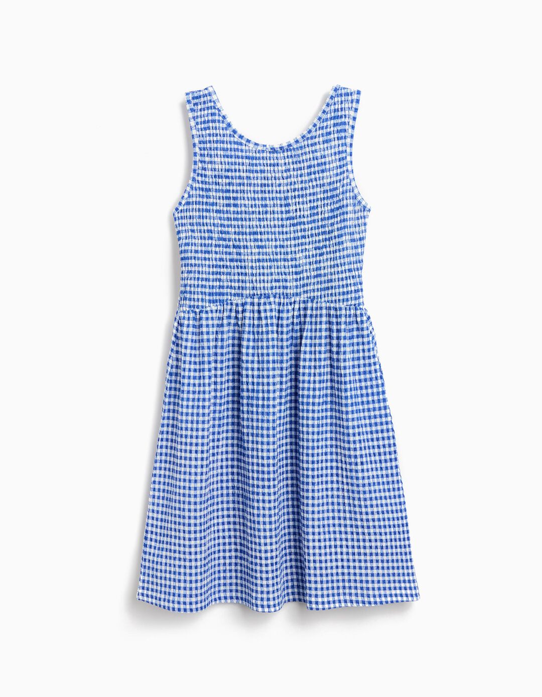 Vestido com Padrão Vichy, Menina, Azul 