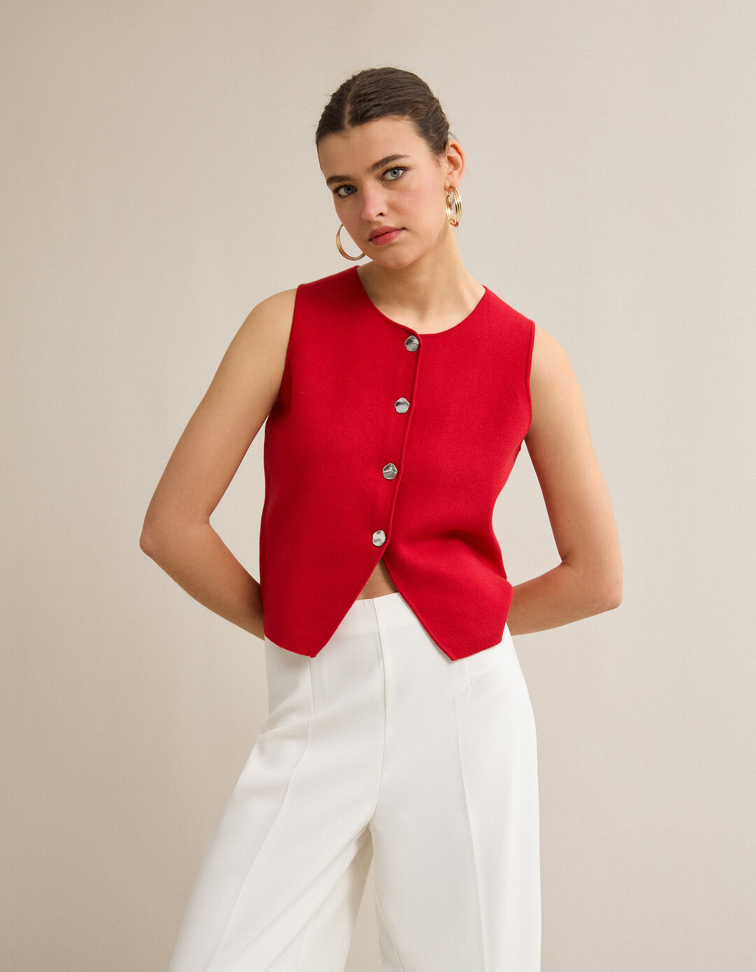 Colete de Malha, Mulher, Vermelho