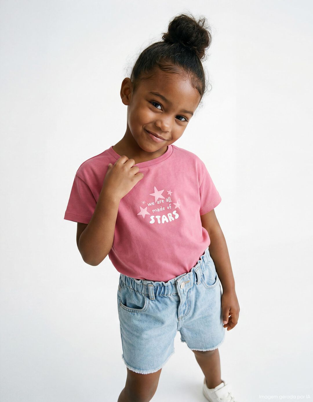 T-shirt Estampada, Menina, Rosa Escuro