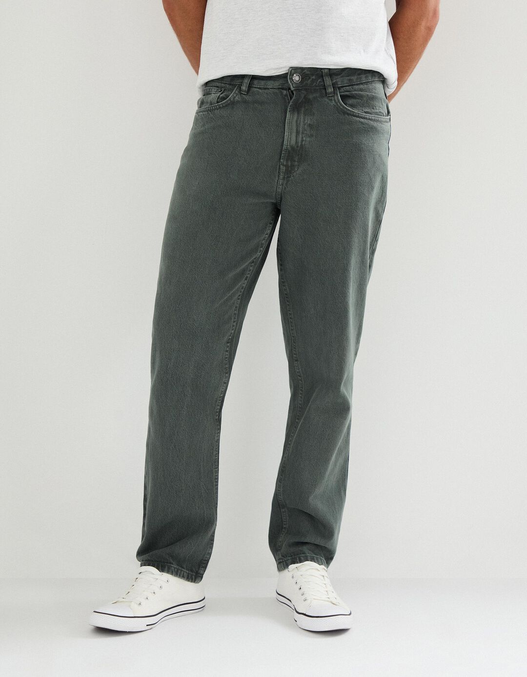 Calças 'Relaxed Fit', Homem, Verde Escuro