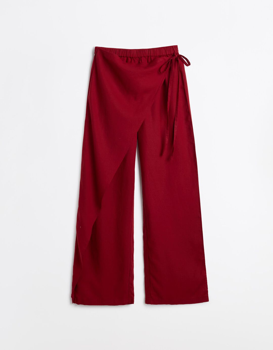 Cal&ccedil;as Pareo Com Linho, Mulher, Vermelho