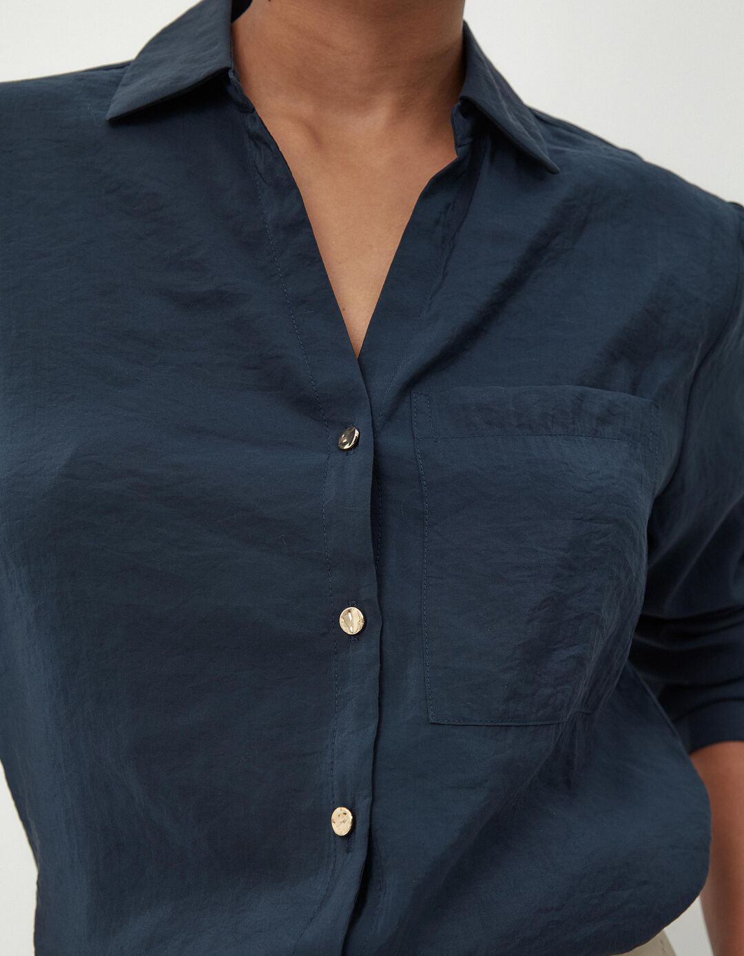 Blusa de Manga Comprida, Mulher, Azul Escuro