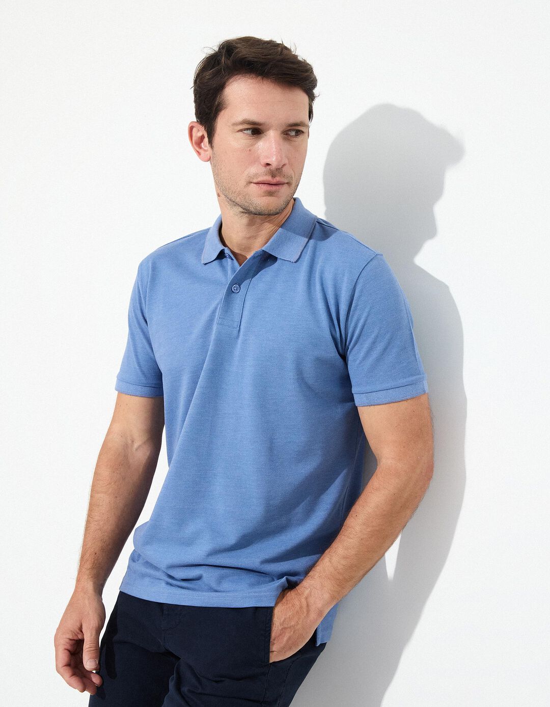 Polo Piquet Manga Curta, Homem, Azul
