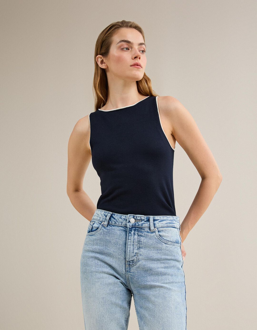 Tank Top, Mulher, Azul Escuro