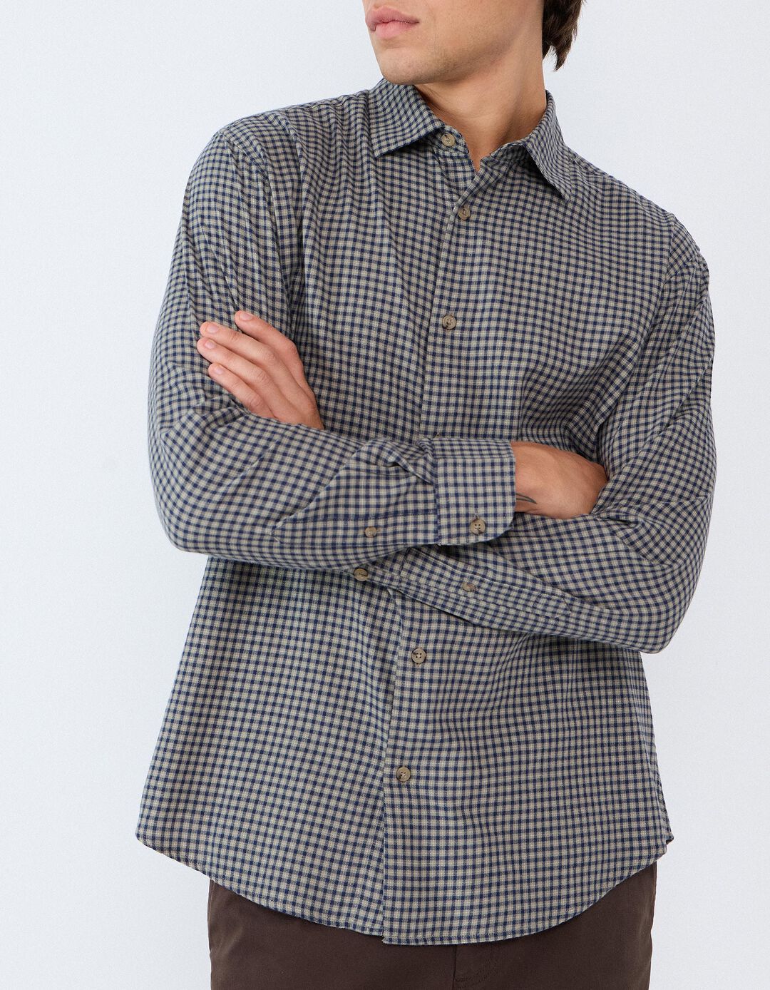 Camisa Slim Com Padr&atilde;o, Homem, Verde Escuro