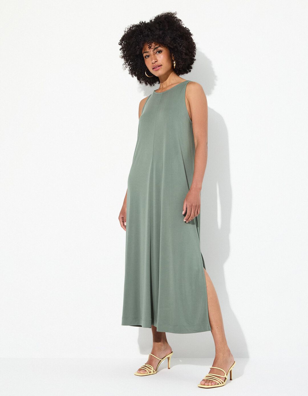 Vestido Midi, Mulher, Verde Escuro 