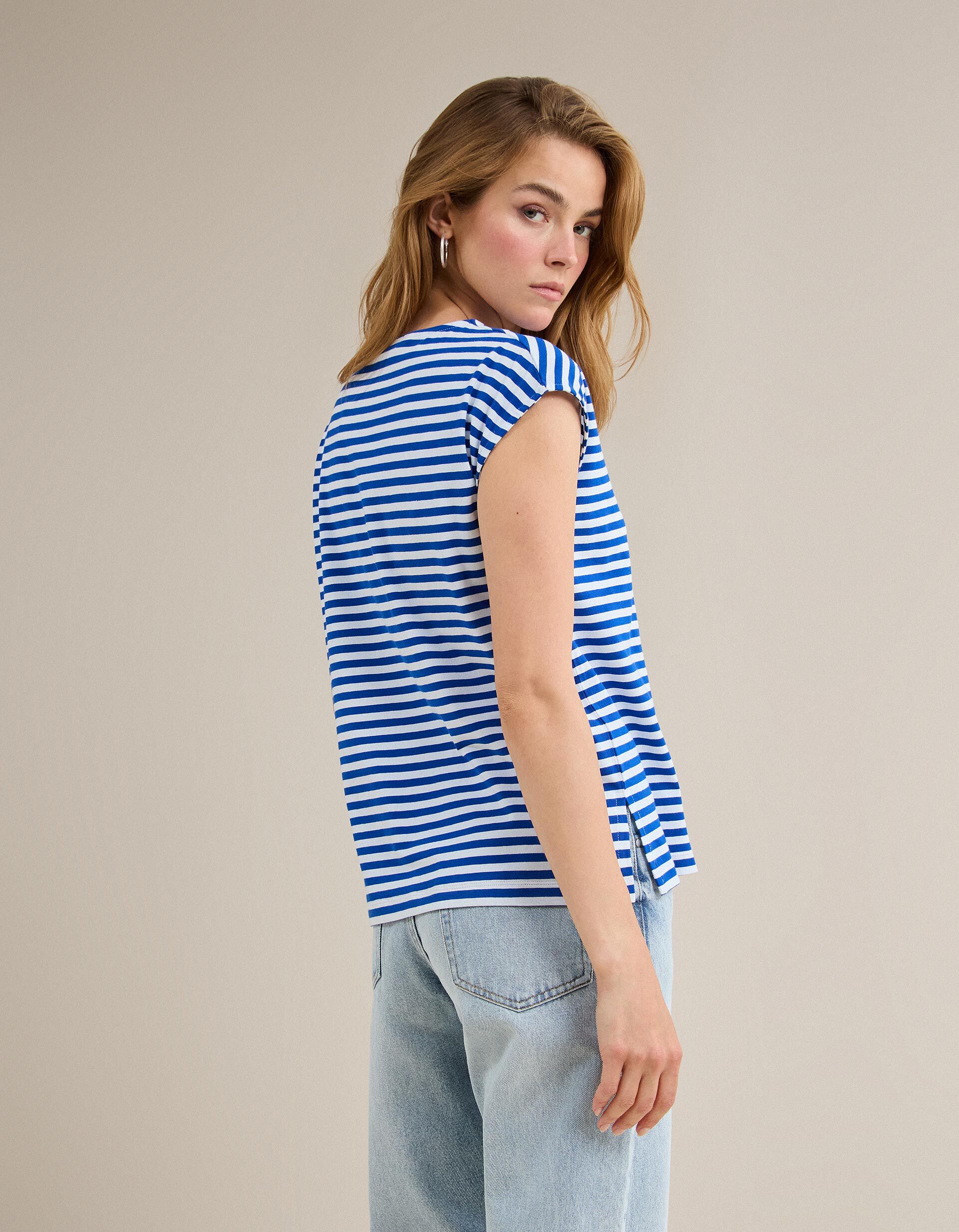 Comprar Online T-shirt Riscas, Mulher, Azul 