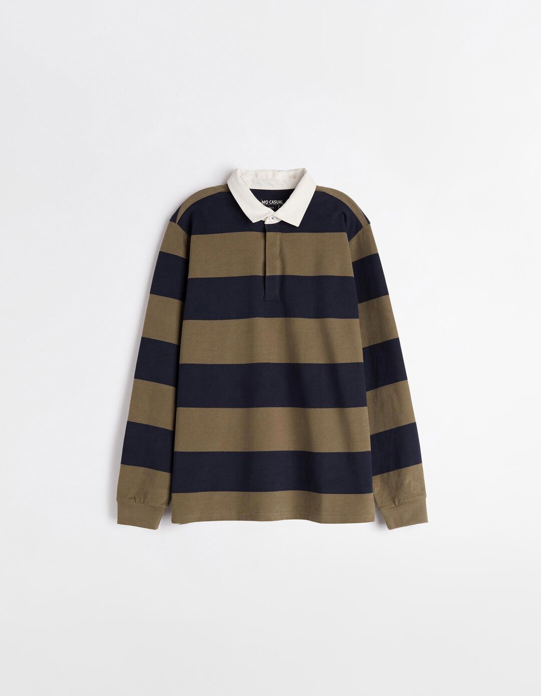 Polo de Manga Comprida Riscas, Homem, Verde Escuro