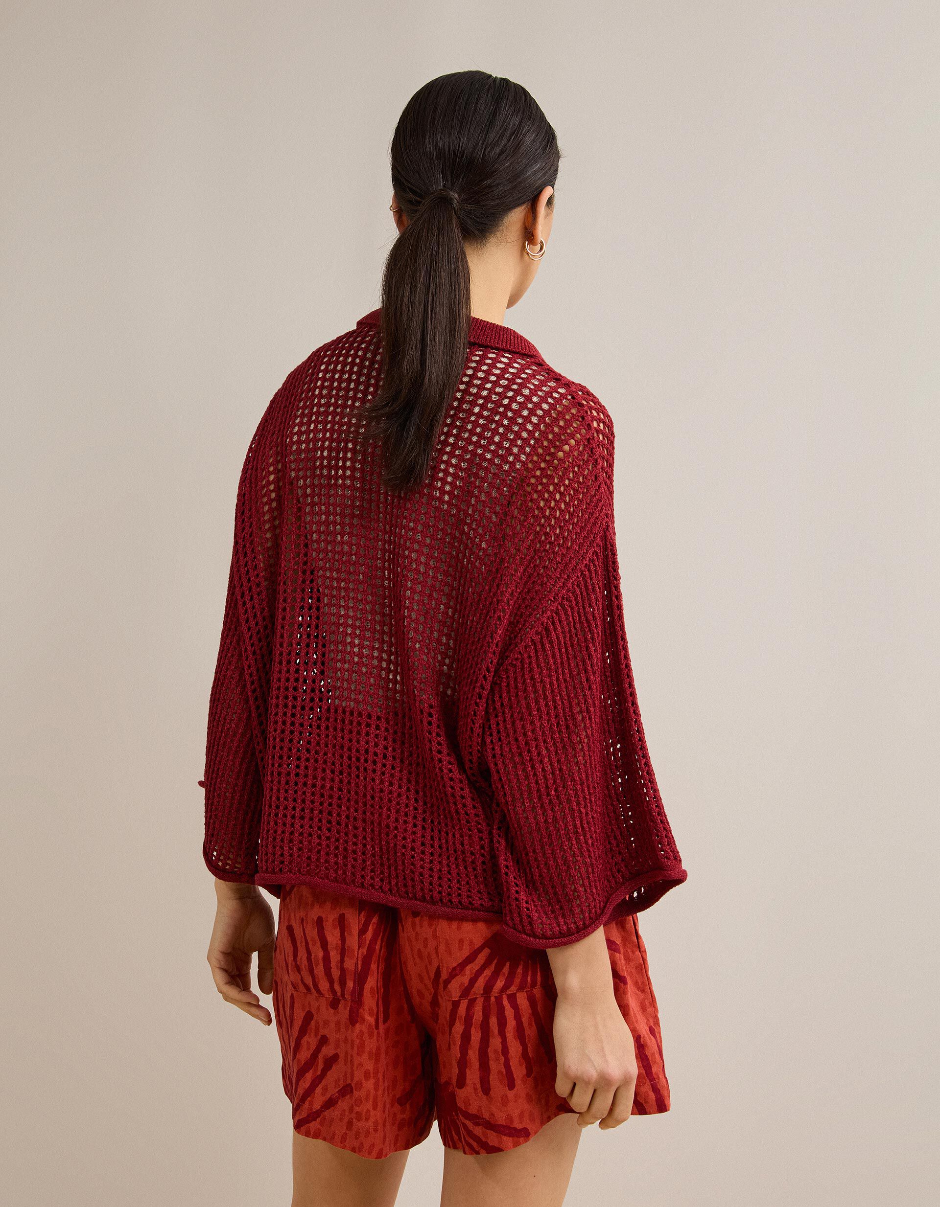 Comprar Online Camisa Tricotada, Mulher, Vermelho Escuro