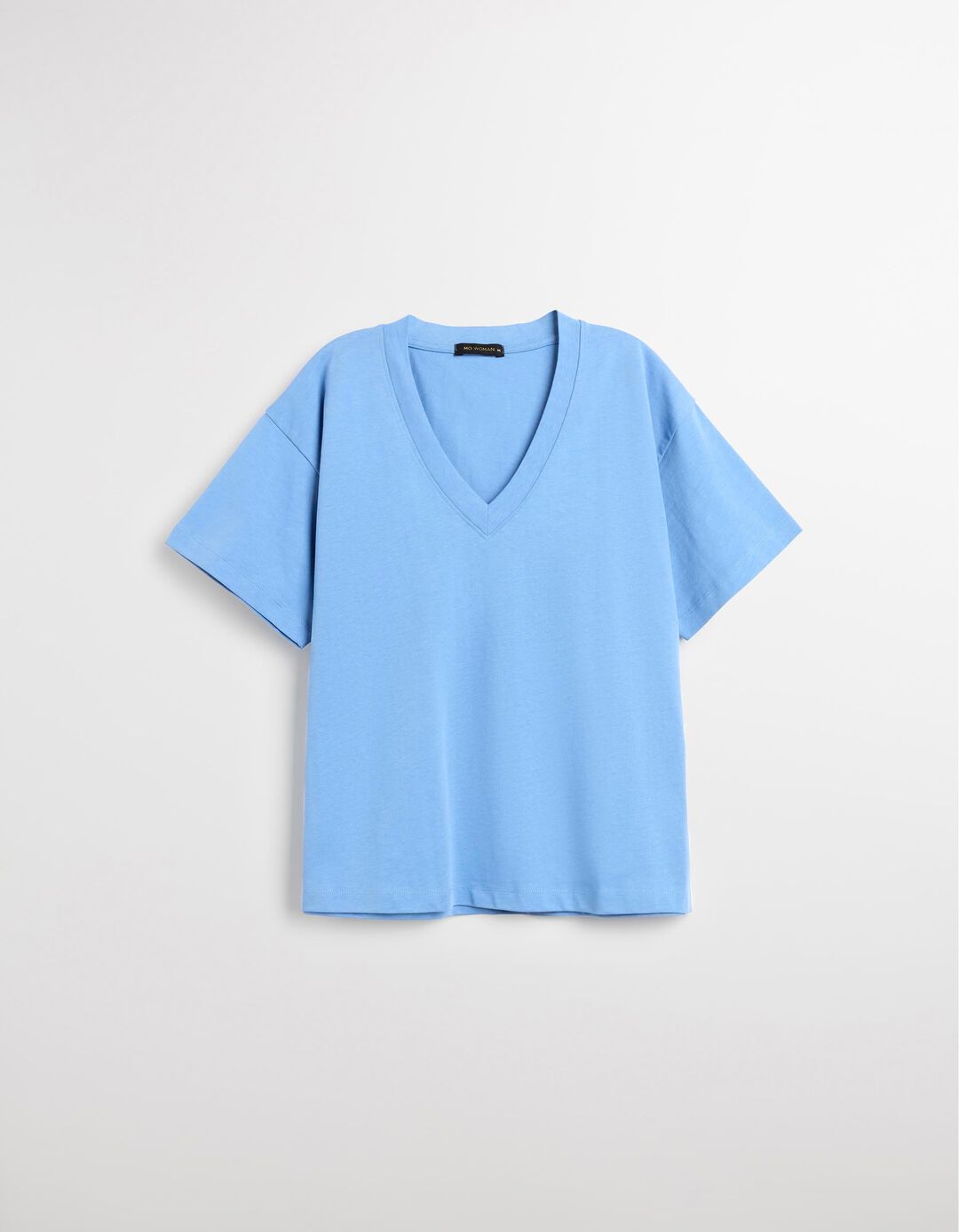 T-shirt Decote em V, Mulher, Azul