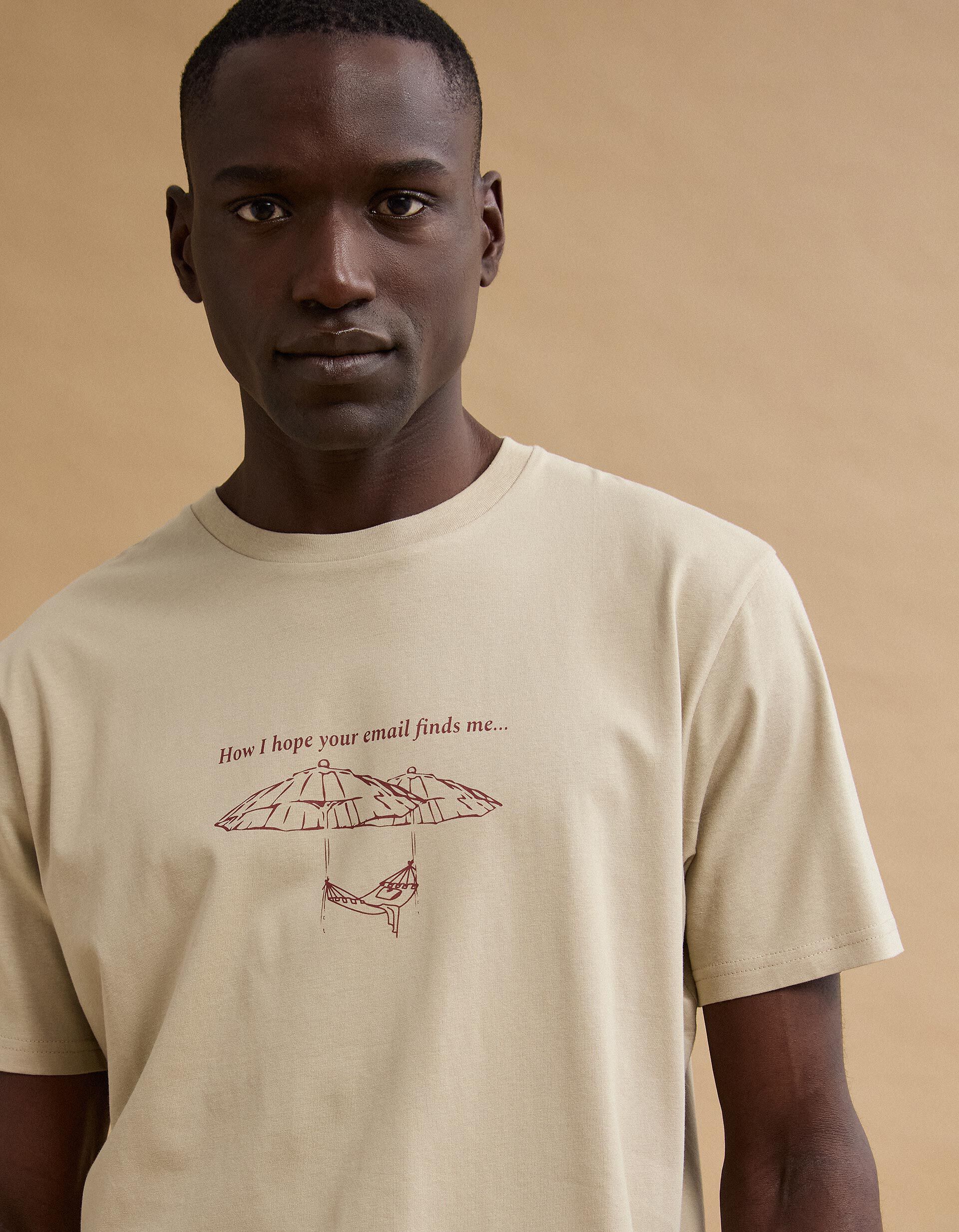 Comprar Online T-shirt Jersey Estampado, Homem, Bege