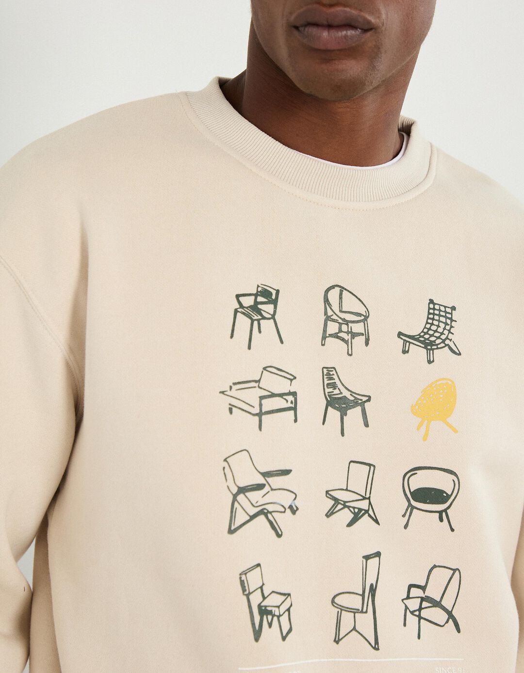 Sweatshirt de Felpa, Homem, Bege Claro