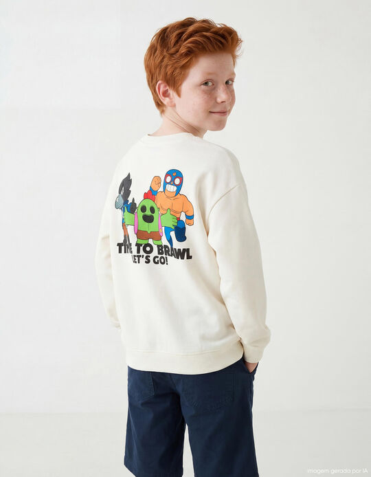 Comprar Online Sweatshirt de Felpa 'Brawl Stars', Menino, Branco