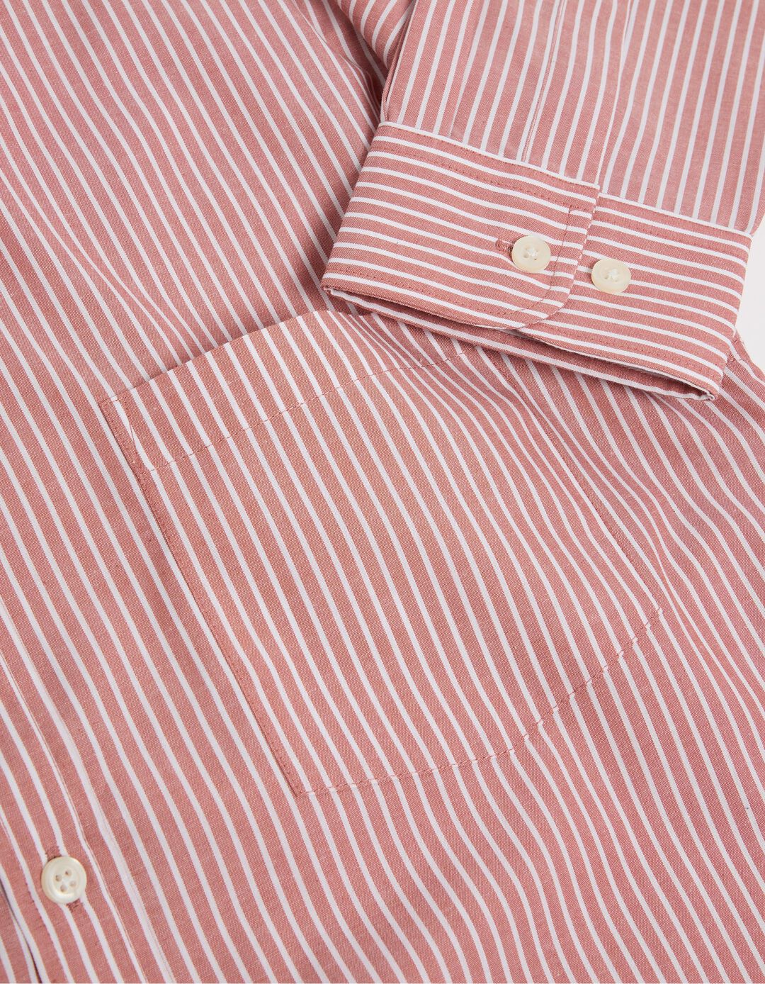 Camisa de Manga Comprida Popelina Riscas, Homem, Laranja Escuro