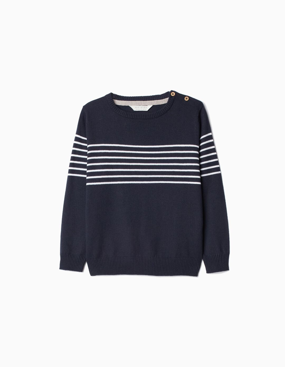 Camisola de Malha Riscas, Bebé Menino, Azul Escuro