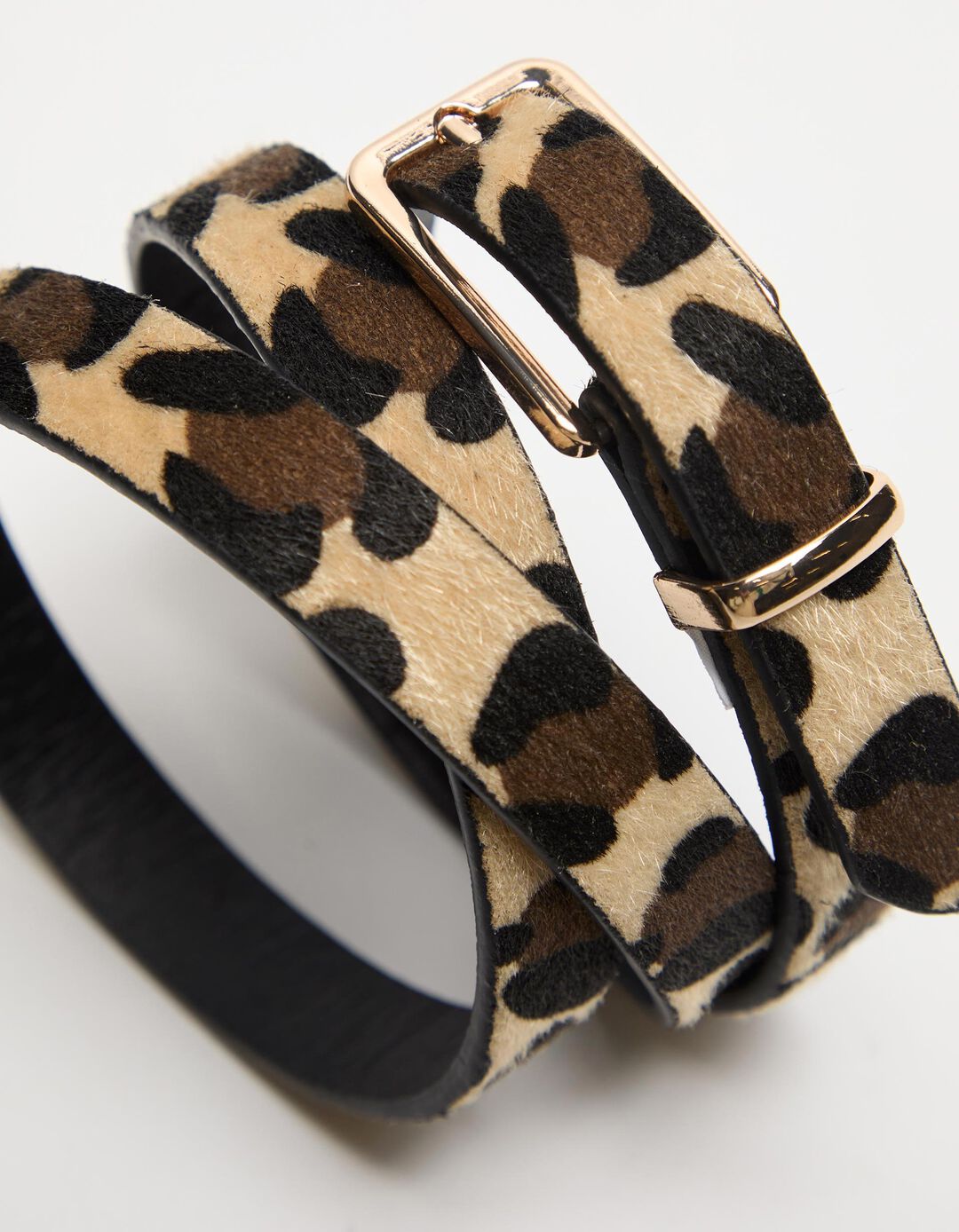 Cinto Leopardo Pelo Sintético, Mulher, Bege