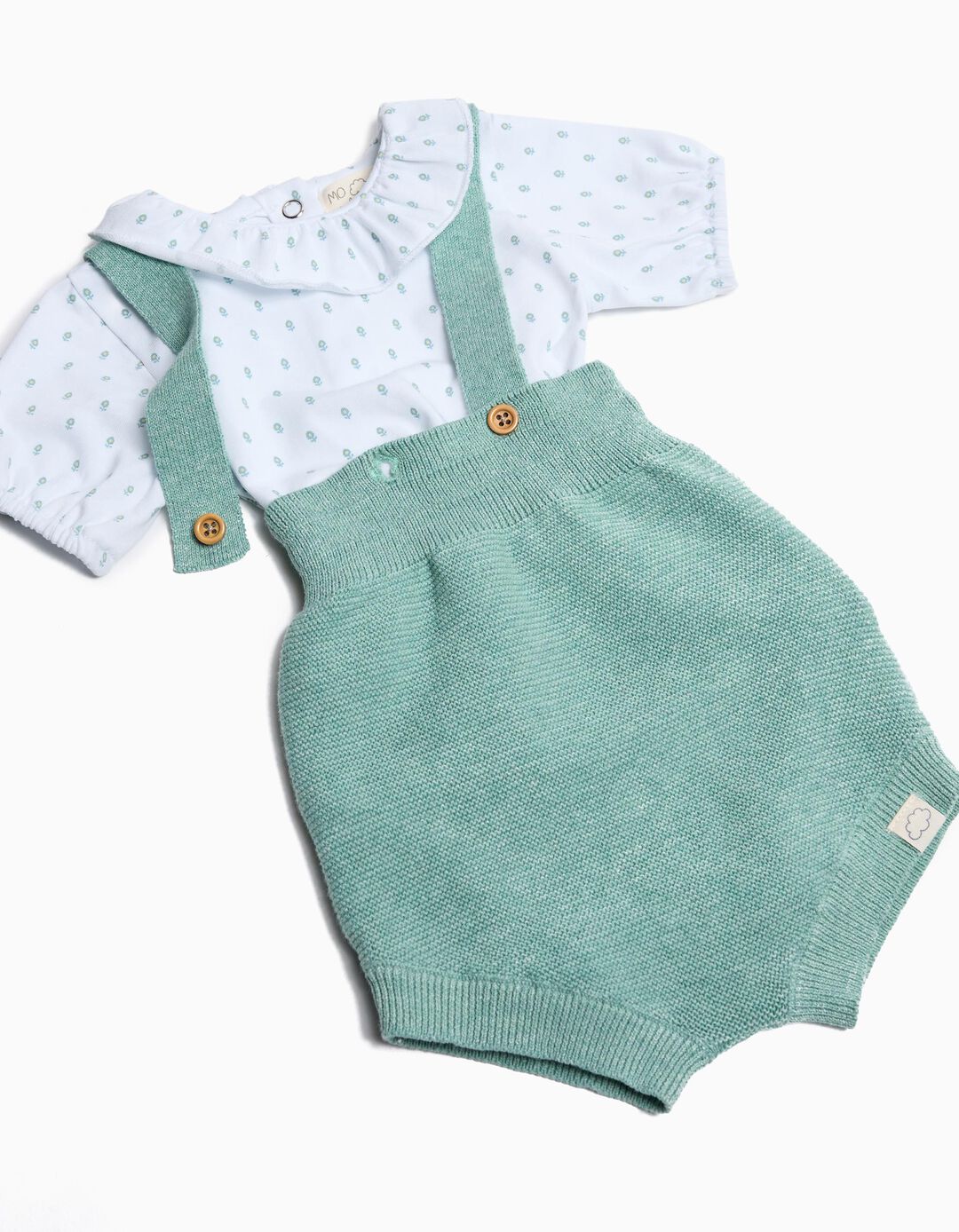 Conjunto Body e Jardineiras, Recém-nascido, Verde Claro