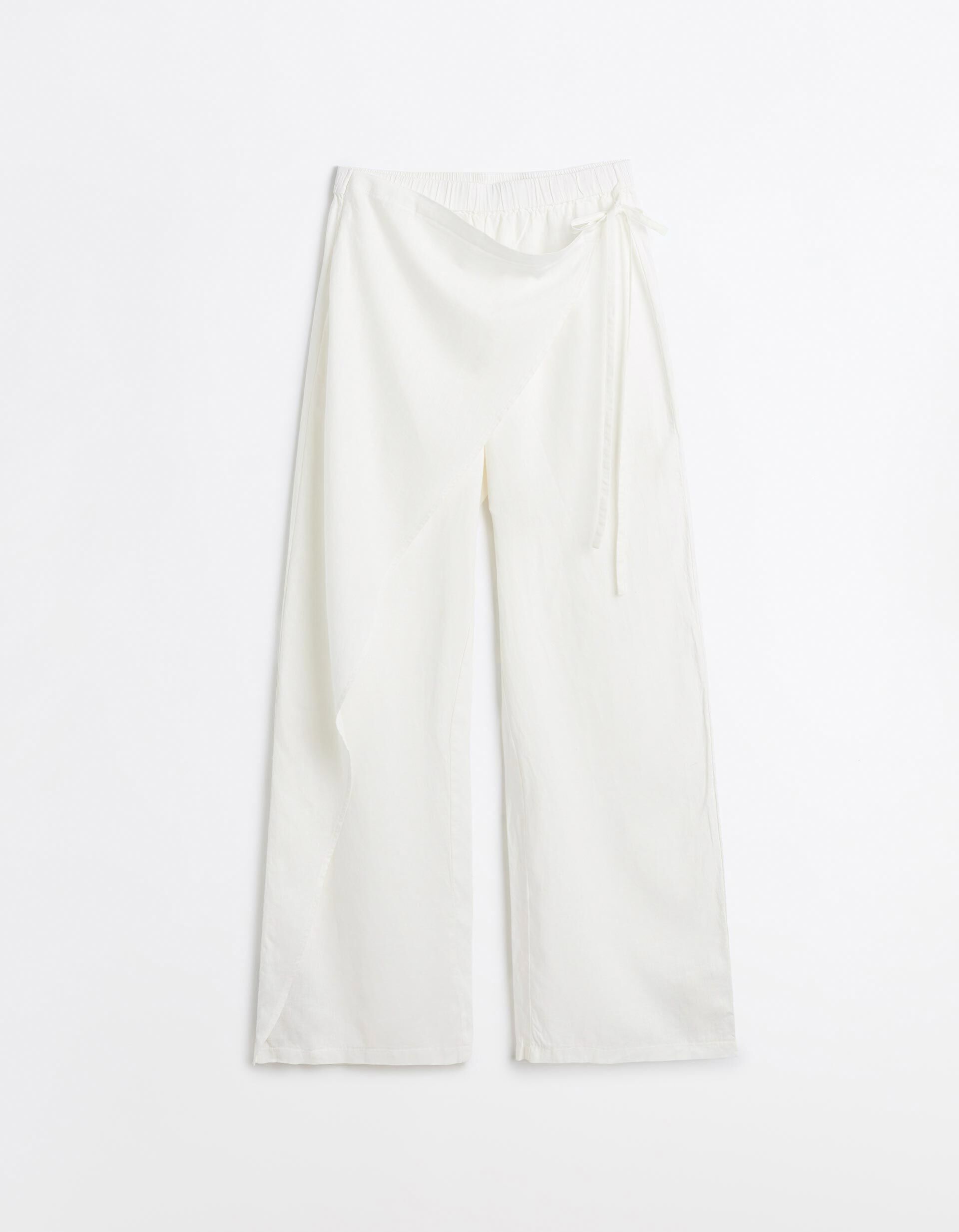 Comprar Online Cal&ccedil;as Pareo Com Linho, Mulher, Branco