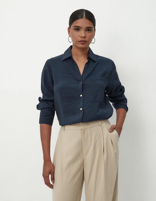 Comprar Online Blusa de Manga Comprida, Mulher, Azul Escuro
