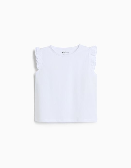 Comprar Online T-shirt Folhos, Menina, Branco