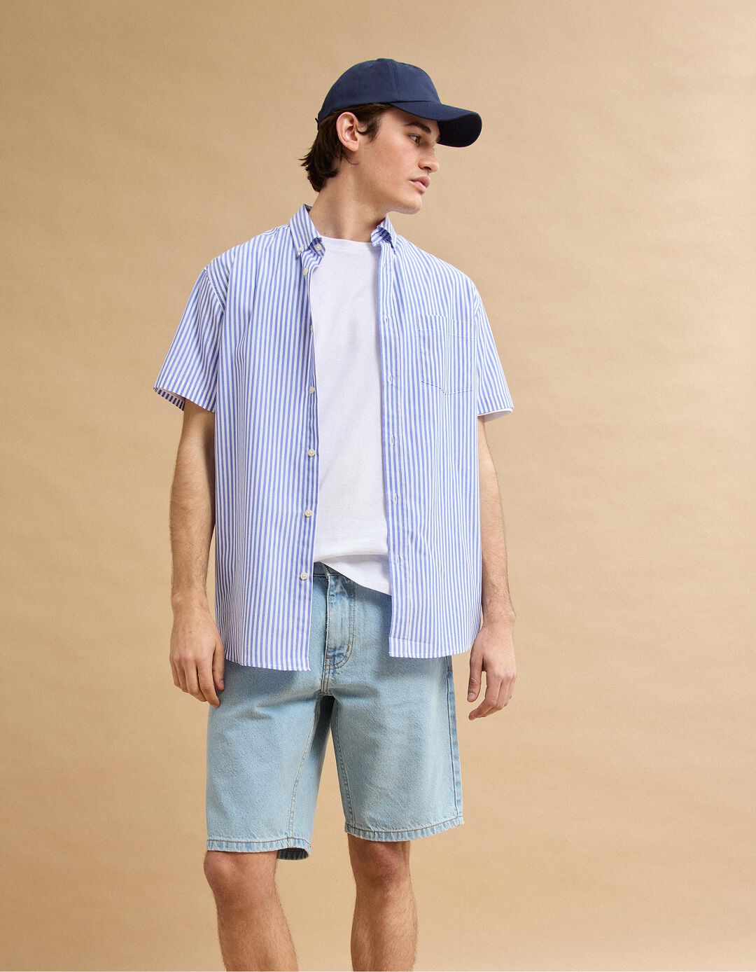 Camisa Manga Curta, Homem, Azul