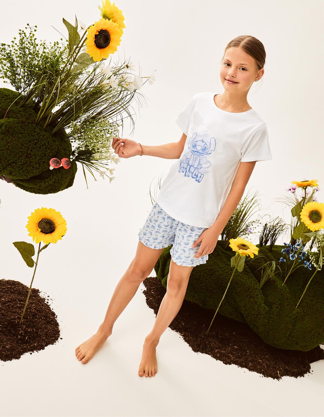 Pijama Jersey 'Lilo e Stitch', Menina, Branco