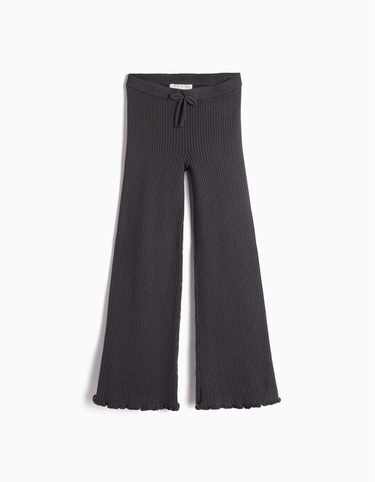 Comprar Online Calças Malha Canelada, Menina, Cinzento Escuro