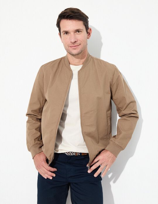 Comprar Online Casaco Bomber com Linho, Homem, Bege 