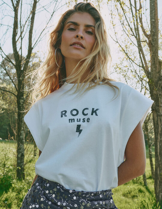 Comprar Online T-shirt Estampada, Mulher, Branco 