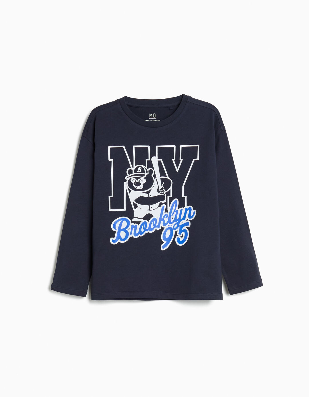 T-shirt de Manga Comprida, Menino, Azul Escuro