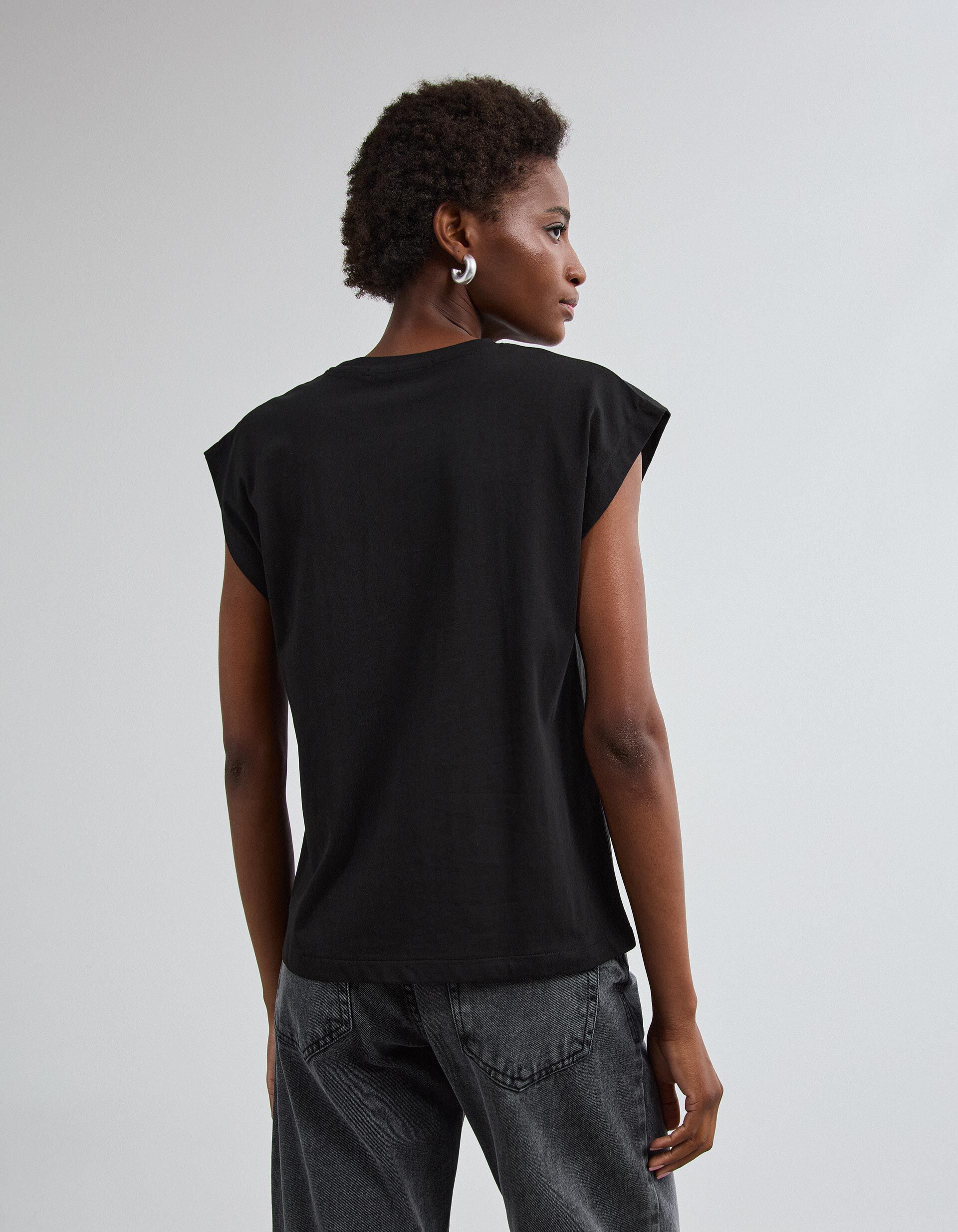 Comprar Online T-shirt Com Estampado Foil, Mulher, Preto