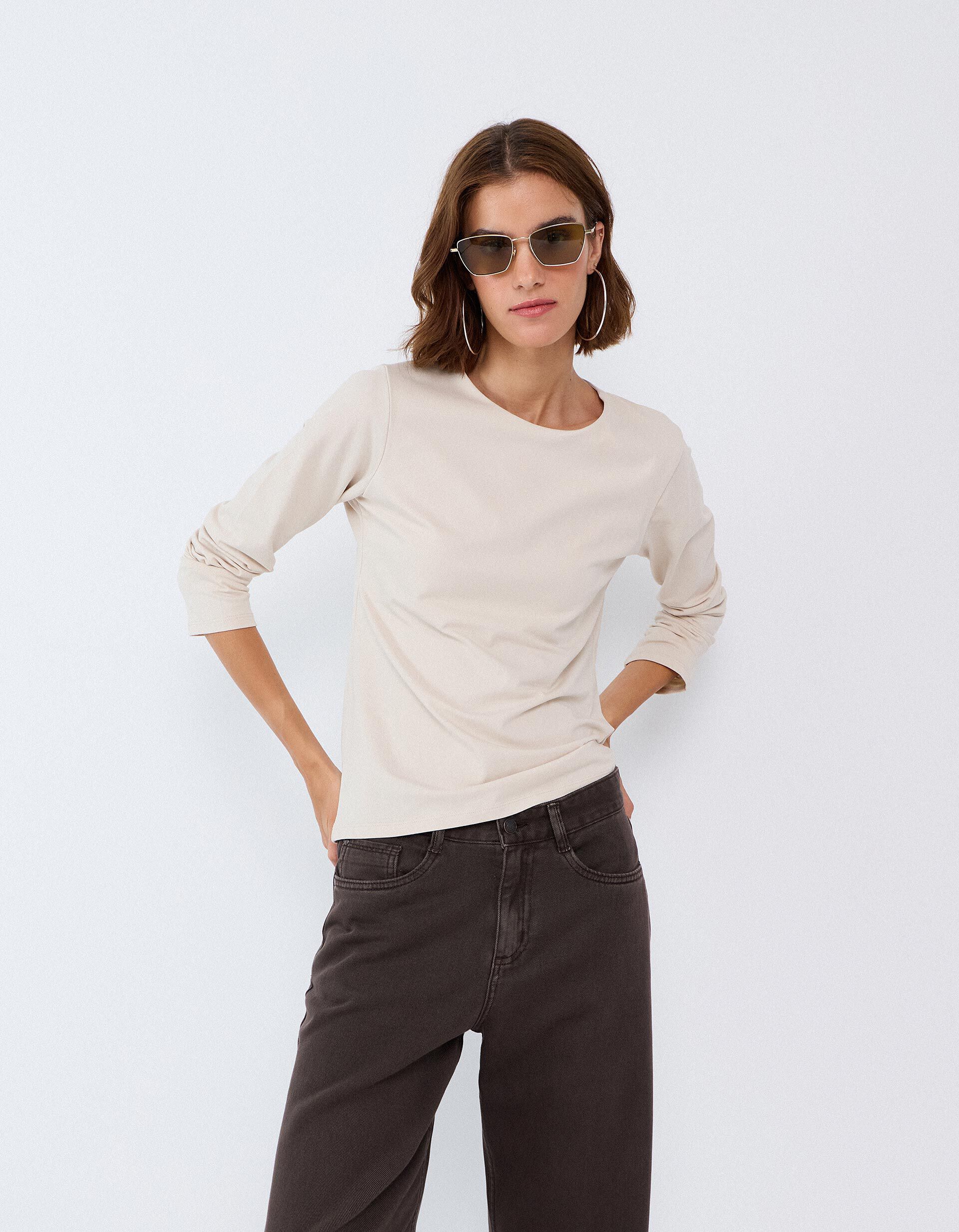 Comprar Online Camisola De Manga Comprida, Mulher, Bege Claro