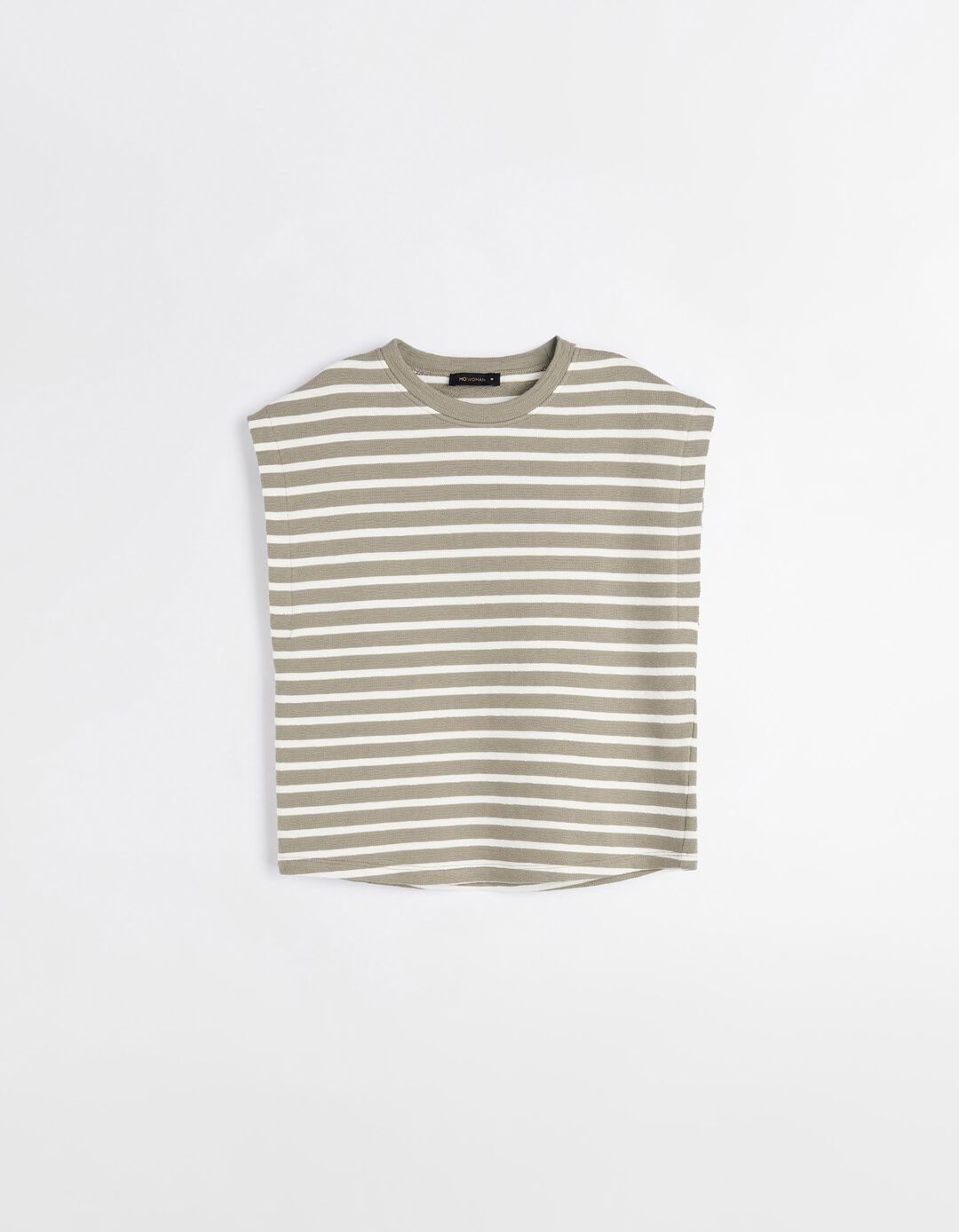T-shirt Riscas sem Mangas, Mulher, Verde Escuro 