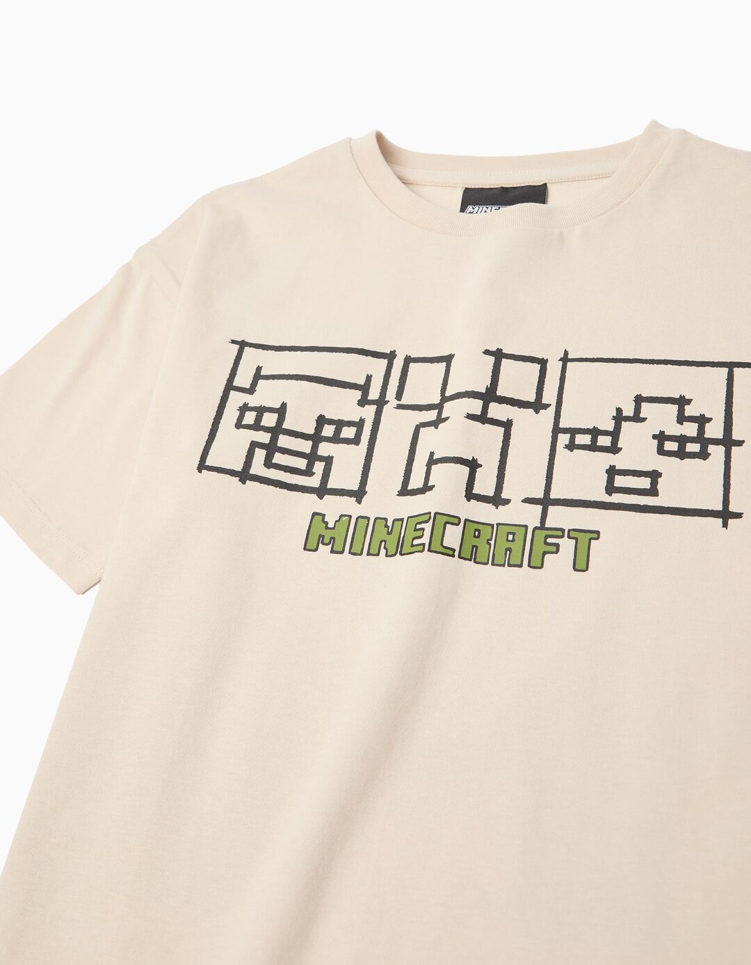 T-shirt Manga Curta 'Minecraft', Menino, Bege Claro 