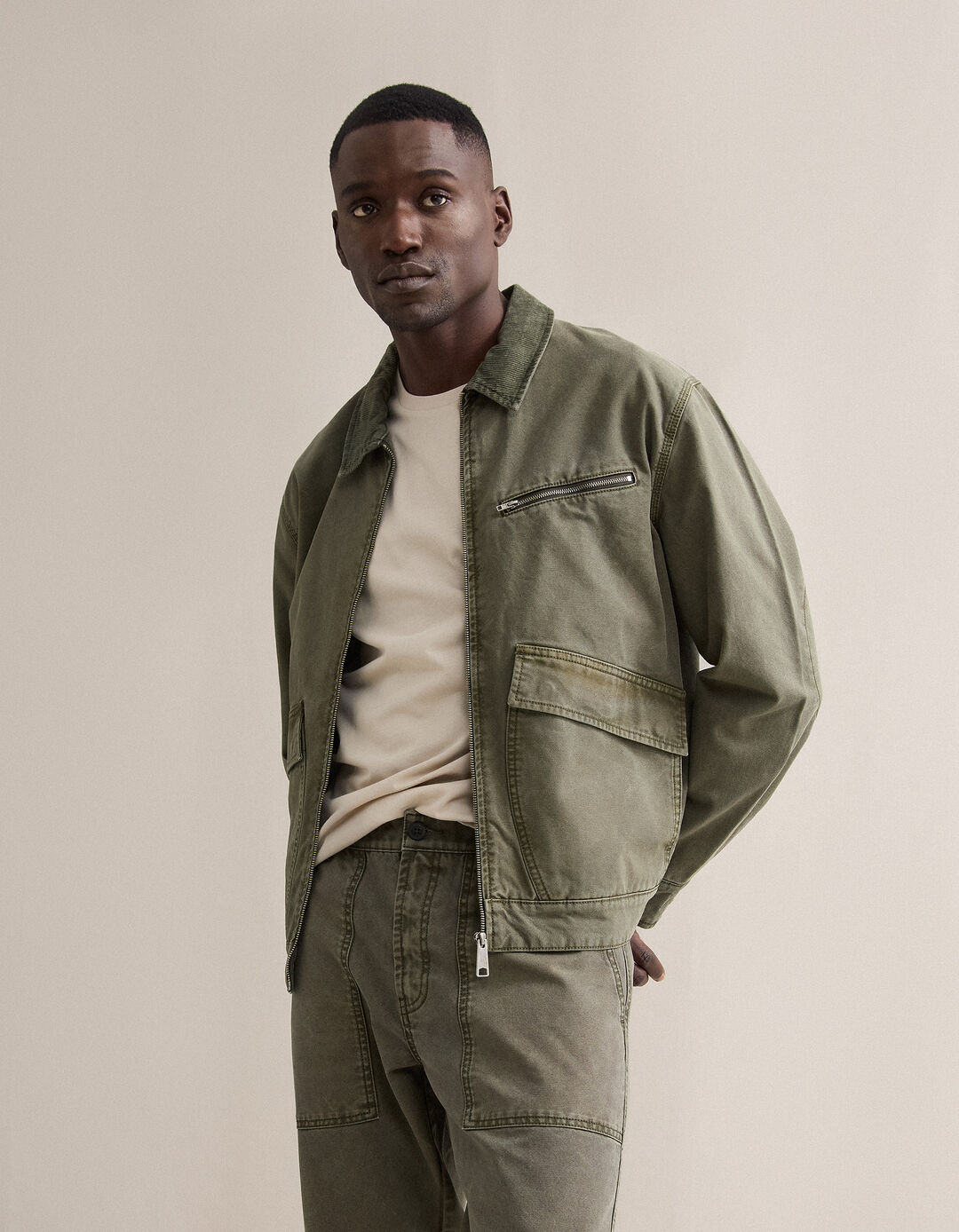Casaco Canvas, Homem, Verde Escuro